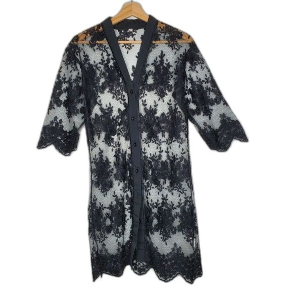 RETRO Black Lace Goth Industrial Kimono Size Small